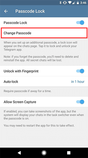 قفل کردن برنامه (Passcode Lock)
